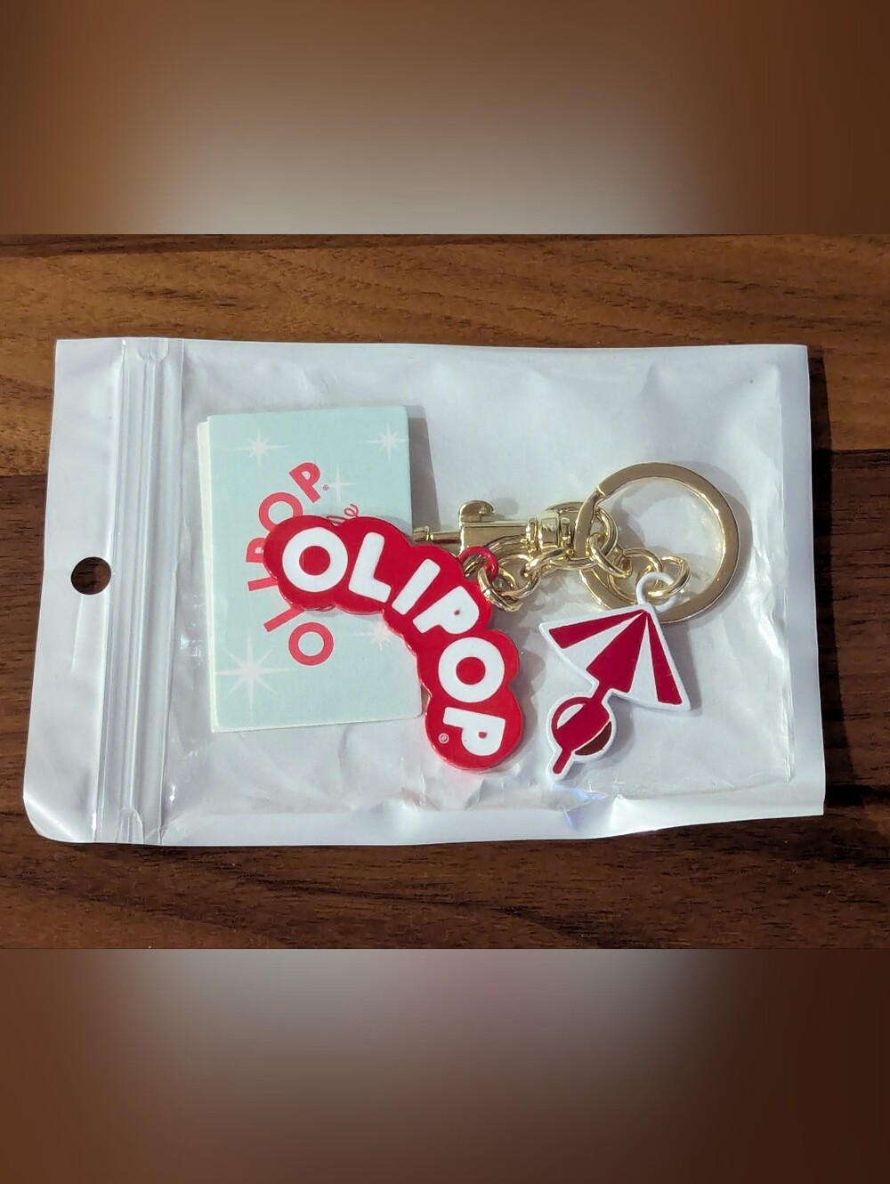 Red Shirley Temple OLIPOP Keychain with Red & White Umbrella Charm